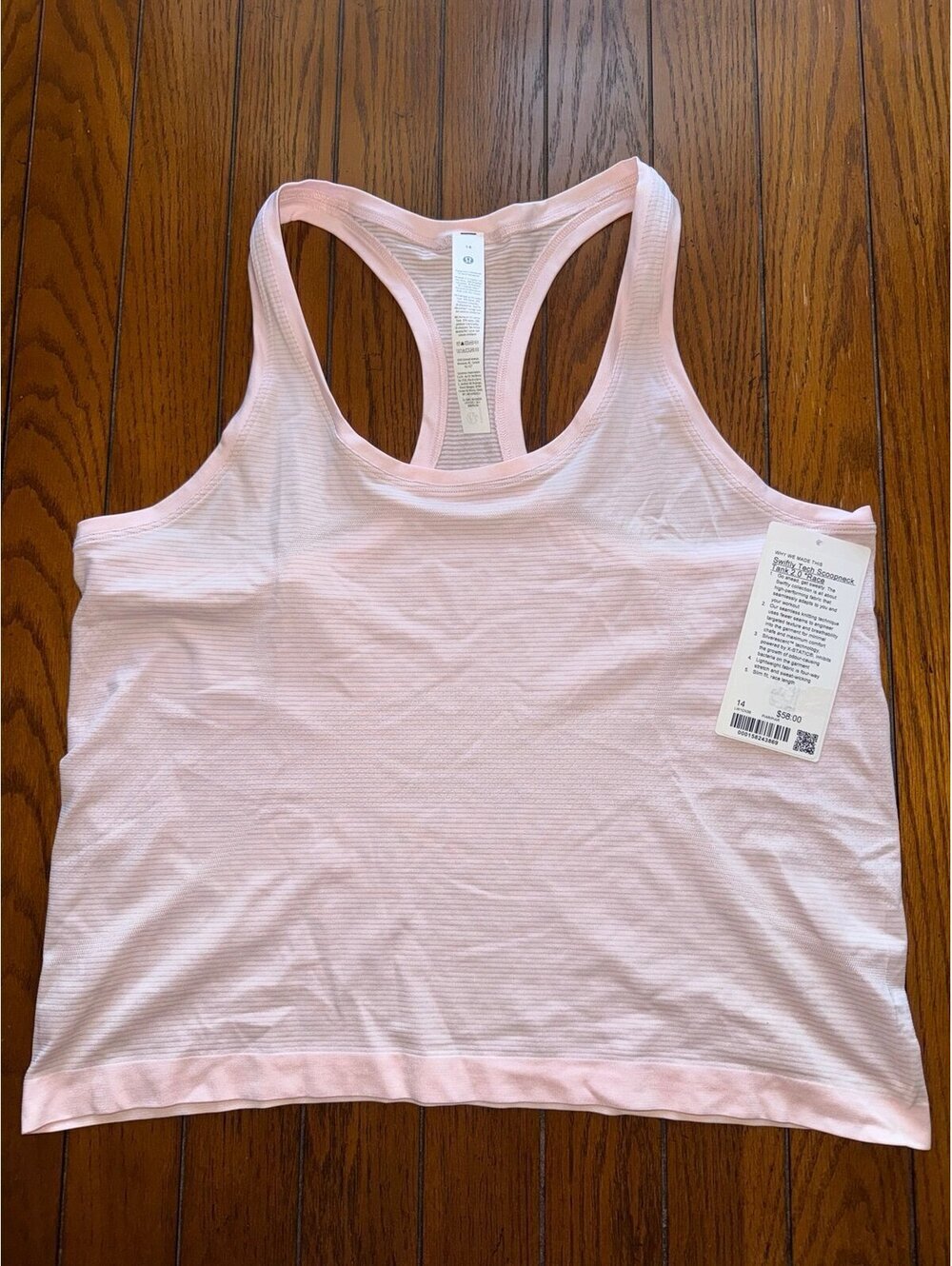 Lululemon Swiftly Tech Scoopneck Tank 2.0 Race Pink Pearl Size 14 NWT - Picture 2 of 5